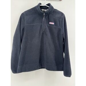 Vineyard Vines Women's  Medium Black Sherpa 1/4 Zip Pullover